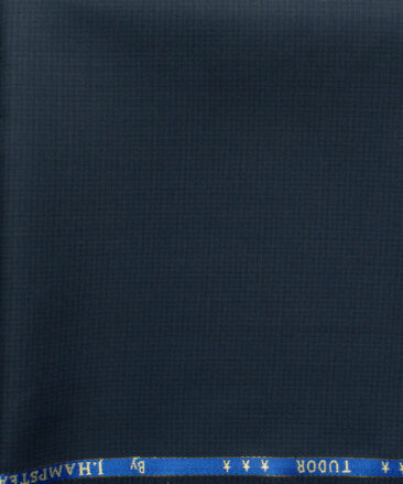 J.Hampstead Men's 45% Wool Self Design Super 120's1.30 Meter Unstitched Trouser Fabric (Dark Blue)