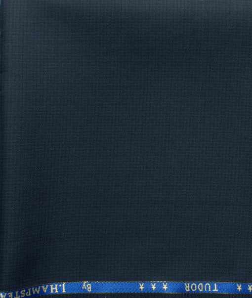 J.Hampstead Men's 45% Wool Self Design Super 120's1.30 Meter Unstitched Trouser Fabric (Dark Blue)