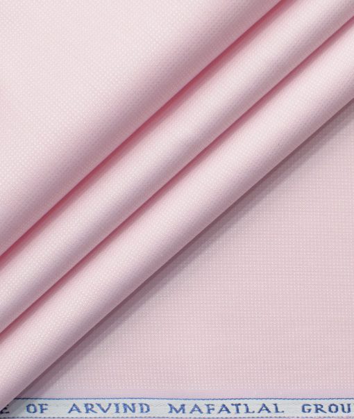 Mafatlal Men's Cotton Blend Wrinkle Free Structured 2.25 Meter Unstitched Shirting Fabric (Pink)