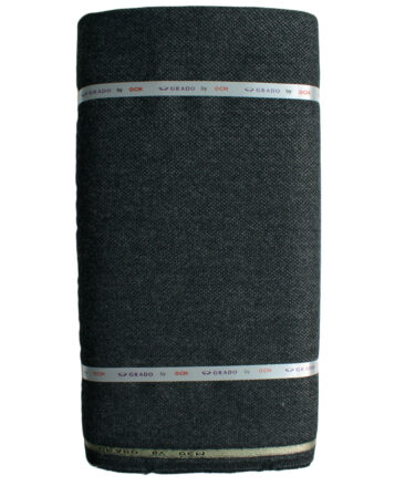 OCM Men's 100% Merino Wool Structured Medium 2 Meter Unstitched Tweed Jacketing & Blazer Fabric (Blackish Grey)