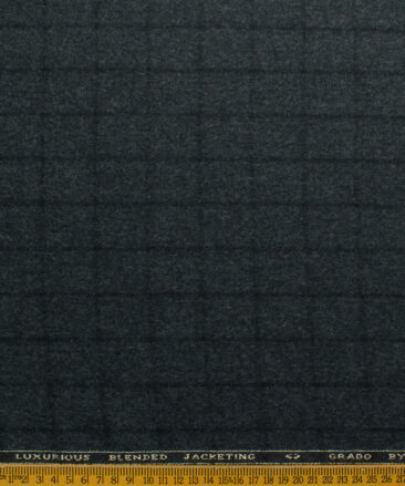 OCM Men's 70% Merino Wool Checks Fine 2 Meter Unstitched Tweed Jacketing & Blazer Fabric (Dark Grey)