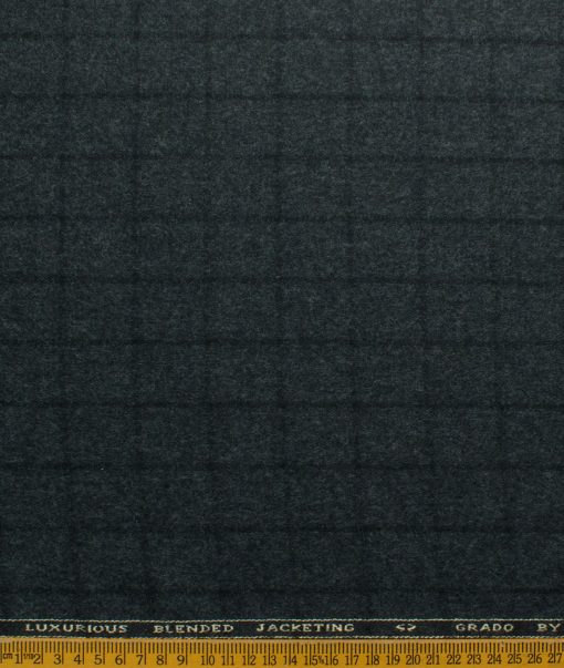 OCM Men's 70% Merino Wool Checks Fine 2 Meter Unstitched Tweed Jacketing & Blazer Fabric (Dark Grey)