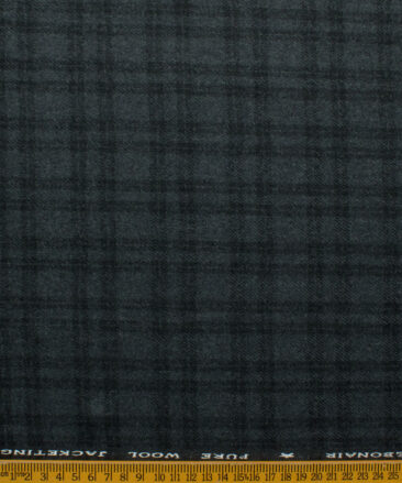 OCM Men's 100% Merino Wool Checks Fine 2 Meter Unstitched Tweed Jacketing & Blazer Fabric (Dark Grey)