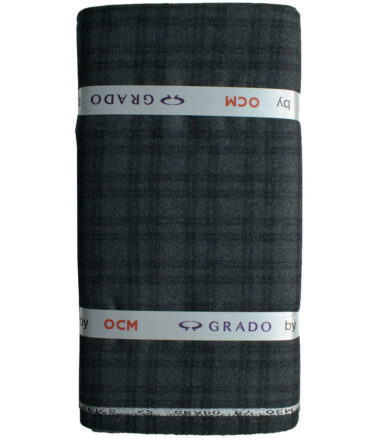 OCM Men's 100% Merino Wool Checks Fine 2 Meter Unstitched Tweed Jacketing & Blazer Fabric (Dark Grey)