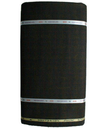 OCM Men's 100% Merino Wool Checks Fine 2 Meter Unstitched Tweed Jacketing & Blazer Fabric (Dark Greenish Brown)