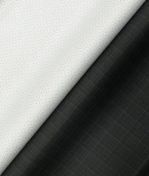 Combo of Unstitched J.Hampstead White 1.60 Meter Shirt and Raymond Blackish Grey 1.25 Meter Trouser Fabric