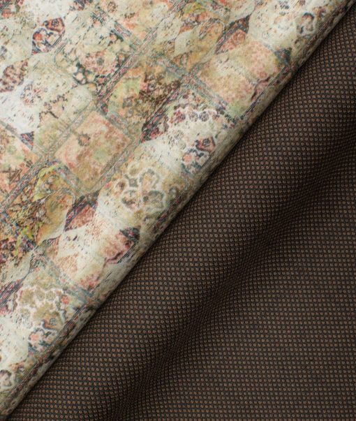 Combo of Unstitched Cotton Universe Multicolor 1.60 Meter Shirt and Raymond Dark Brown 1.25 Meter Trouser Fabric