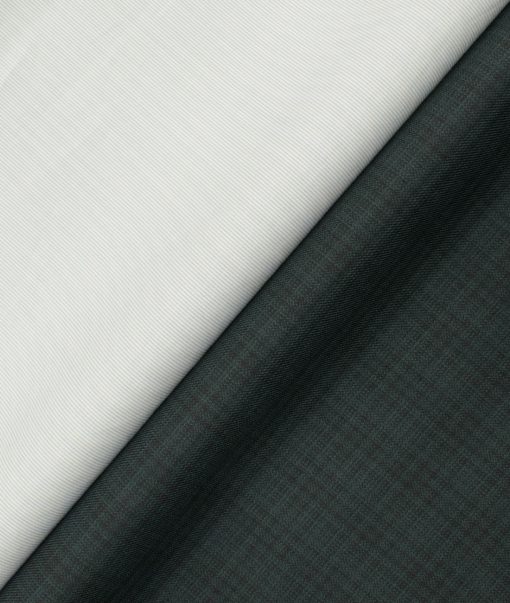 Combo of Unstitched Cadini White 1.60 Meter Shirt and Raymond Dark Green 1.25 Meter Trouser Fabric