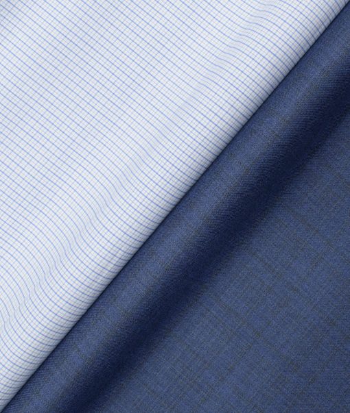 Combo of Unstitched Cadini White 1.60 Meter Shirt and Raymond Royal Blue 1.25 Meter Trouser Fabric