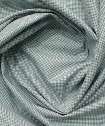 Birla Century Men's 100% Cotton Checks 2.25 Meter Unstitched Shirting Fabric (White & Black)