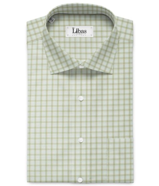 Birla Century Men's 100% Cotton Checks 2.25 Meter Unstitched Shirting Fabric (White & Brown)