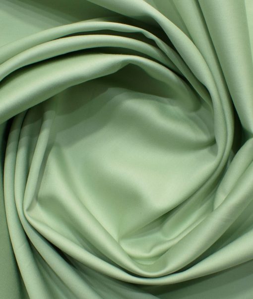 Burgoyne Men's Giza Cotton Solids 2.25 Meter Unstitched Shirting Fabric (Light Olive Green)