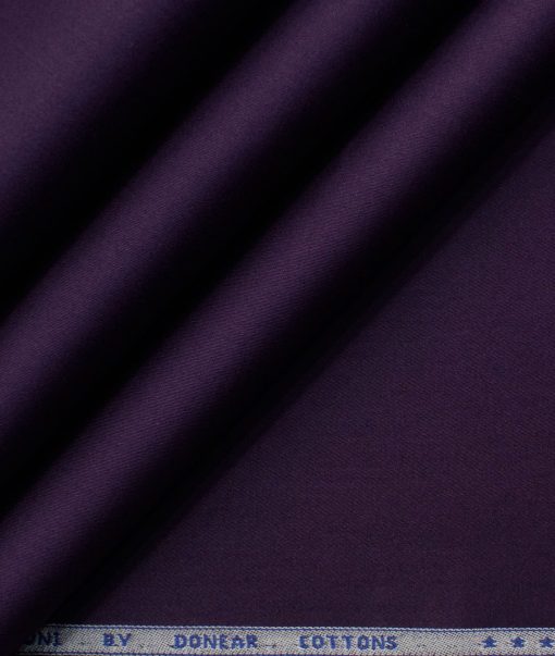 Donear Men's 100% Cotton Solids 2.25 Meter Unstitched Shirting Fabric (Dark Purple)