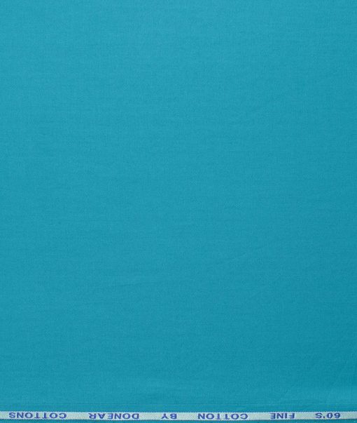 Donear Men's 100% Cotton Solids 2.25 Meter Unstitched Shirting Fabric (Firozi Blue)