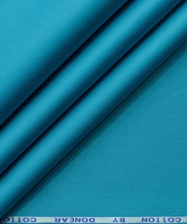 Donear Men's 100% Cotton Solids 2.25 Meter Unstitched Shirting Fabric (Firozi Blue)