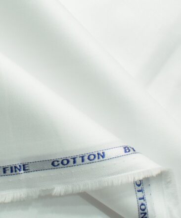 Donear Men's 100% Cotton Solids 2.25 Meter Unstitched Shirting Fabric (White)