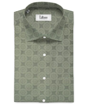 Donzito Men's 100% Cotton Printed 2.25 Meter Unstitched Shirting Fabric (Sage Green)