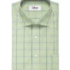 Morarjee Men's Super 60's Egyptian Cotton  Checks 2.25 Meter Unstitched Shirting Fabric (Pistachio & Blue)