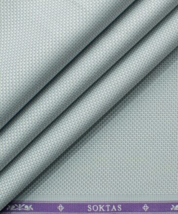 Soktas Men's Giza Cotton Structured 2.25 Meter Unstitched Shirting Fabric (Light Grey)