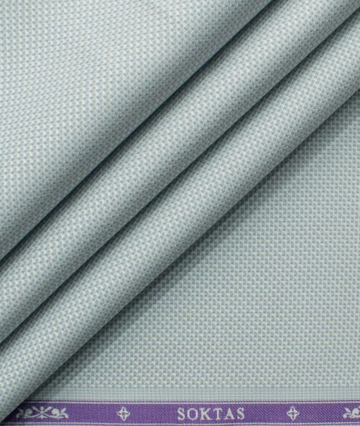 Soktas Men's Giza Cotton Structured 2.25 Meter Unstitched Shirting Fabric (Light Grey)