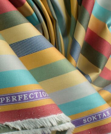 Soktas Men's Giza Cotton Striped 2.25 Meter Unstitched Shirting Fabric (Multicolor)