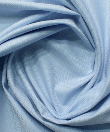 Soktas Men's Giza Cotton Self Design 2.25 Meter Unstitched Shirting Fabric (Sky Blue)