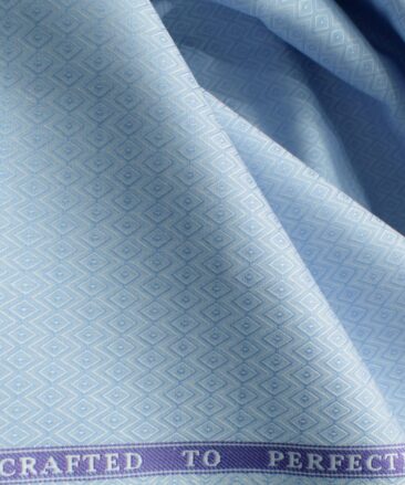 Soktas Men's Giza Cotton Self Design 2.25 Meter Unstitched Shirting Fabric (Sky Blue)