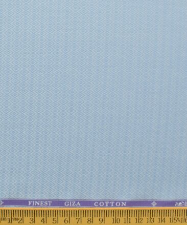 Soktas Men's Giza Cotton Self Design 2.25 Meter Unstitched Shirting Fabric (Sky Blue)