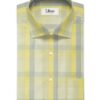 Soktas Men's Cotton Checks 2.25 Meter Unstitched Shirting Fabric (Yellow & Grey)