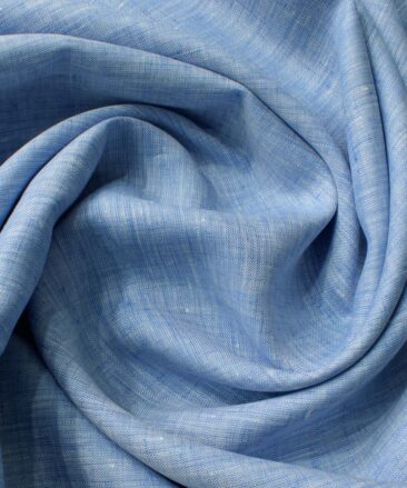 Linen Club Men's Pure Linen 60 LEA Self Design 2.25 Meter Unstitched Shirting Fabric (Blue)