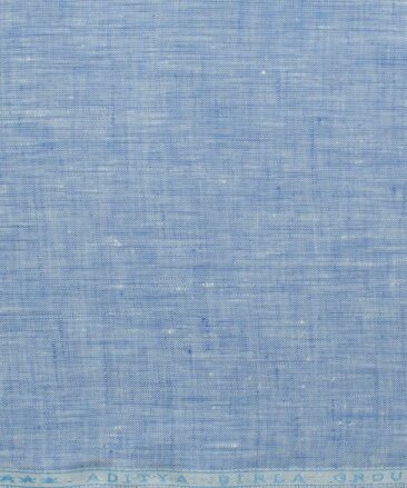 Linen Club Men's Pure Linen 60 LEA Self Design 2.25 Meter Unstitched Shirting Fabric (Blue)