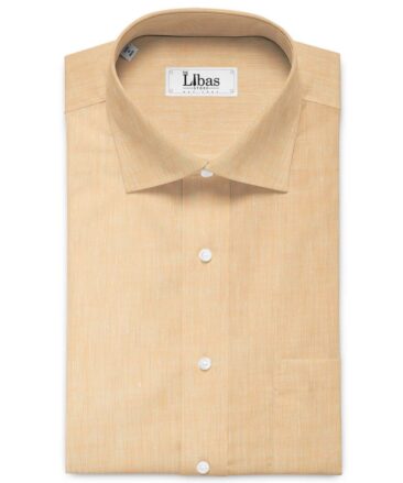 Linen Club Men's Pure Linen 60 LEA Self Design 2.25 Meter Unstitched Shirting Fabric (Cantaloupe Orange)