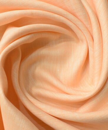 Linen Club Men's Pure Linen 60 LEA Self Design 2.25 Meter Unstitched Shirting Fabric (Cantaloupe Orange)