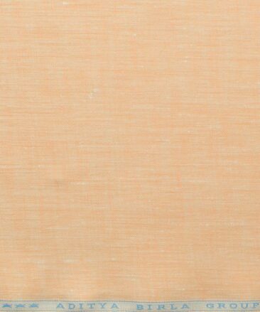 Linen Club Men's Pure Linen 60 LEA Self Design 2.25 Meter Unstitched Shirting Fabric (Cantaloupe Orange)