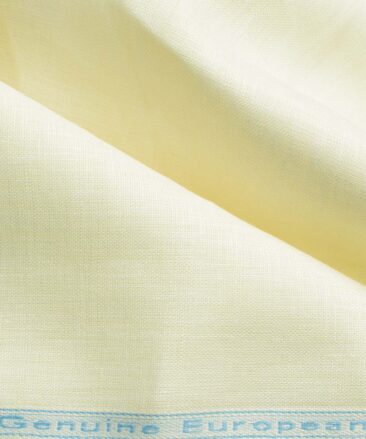 Linen Club Men's Pure Linen 60 LEA Solids 2.25 Meter Unstitched Shirting Fabric (Cream)