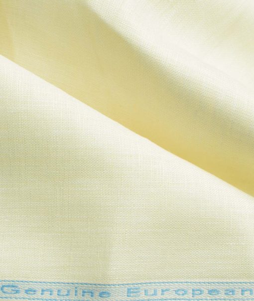 Linen Club Men's Pure Linen 60 LEA Solids 2.25 Meter Unstitched Shirting Fabric (Cream)