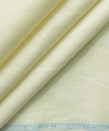 Linen Club Men's Pure Linen 60 LEA Solids 2.25 Meter Unstitched Shirting Fabric (Cream)