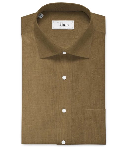 Linen Club Men's Pure Linen 60 LEA Solids 2.25 Meter Unstitched Shirting Fabric (Coffee Brown)