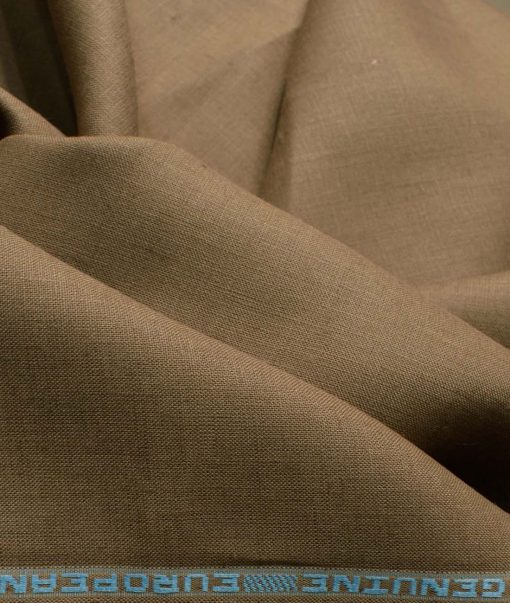 Linen Club Men's Pure Linen 60 LEA Solids 2.25 Meter Unstitched Shirting Fabric (Coffee Brown)