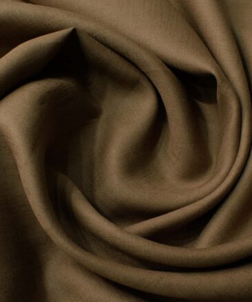 Linen Club Men's Pure Linen 60 LEA Solids 2.25 Meter Unstitched Shirting Fabric (Coffee Brown)