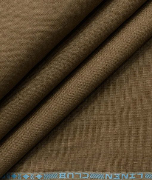 Linen Club Men's Pure Linen 60 LEA Solids 2.25 Meter Unstitched Shirting Fabric (Coffee Brown)