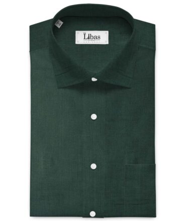 Linen Club Men's Pure Linen 60 LEA Solids 2.25 Meter Unstitched Shirting Fabric (Dark Green)