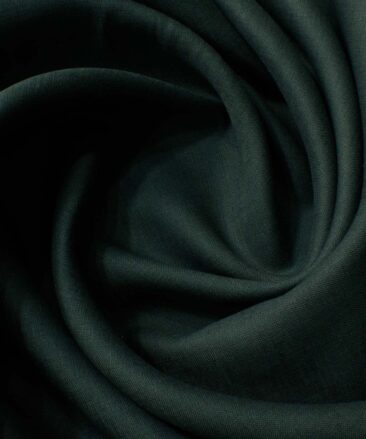 Linen Club Men's Pure Linen 60 LEA Solids 2.25 Meter Unstitched Shirting Fabric (Dark Green)