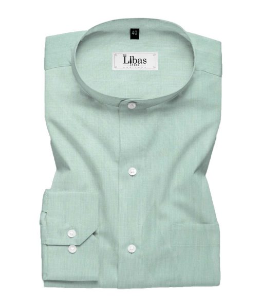 Linen Club Men's Pure Linen 60 LEA Solids 2.25 Meter Unstitched Shirting Fabric (Mint Green)