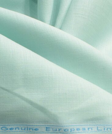 Linen Club Men's Pure Linen 60 LEA Solids 2.25 Meter Unstitched Shirting Fabric (Mint Green)