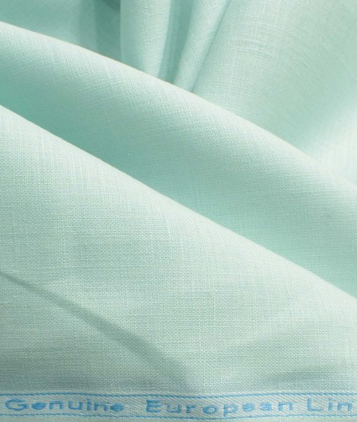 Linen Club Men's Pure Linen 60 LEA Solids 2.25 Meter Unstitched Shirting Fabric (Mint Green)