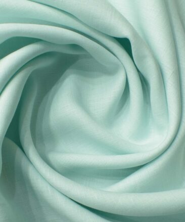 Linen Club Men's Pure Linen 60 LEA Solids 2.25 Meter Unstitched Shirting Fabric (Mint Green)