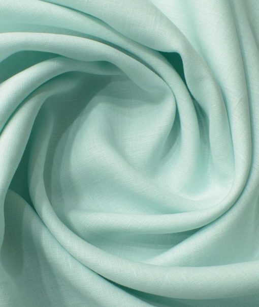 Linen Club Men's Pure Linen 60 LEA Solids 2.25 Meter Unstitched Shirting Fabric (Mint Green)