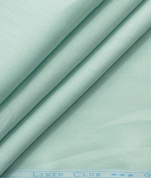 Linen Club Men's Pure Linen 60 LEA Solids 2.25 Meter Unstitched Shirting Fabric (Mint Green)