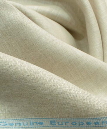 Linen Club Men's Pure Linen 60 LEA Self Design 2.25 Meter Unstitched Shirting Fabric (Tan Beige)